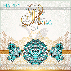 Happy Rakhi greeting card for indian holiday - vector image