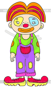 Colored line art drawing of circus theme - clown - vector image