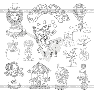 Black and white line art drawings collection of - vector clipart