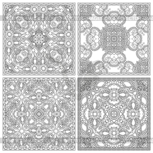 Set of unique coloring book square page for adults  - vector clip art