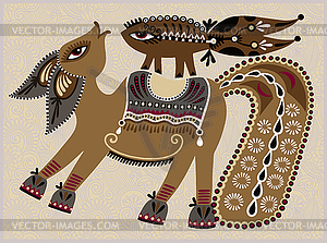 Ukrainian tribal ethnic painting, unusual horse - vector clipart