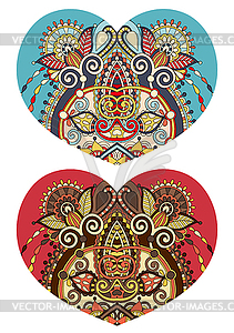 Heart shape with ethnic floral paisley design for - vector clipart