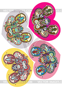 Lace heart shape with ethnic floral paisley design - royalty-free vector clipart