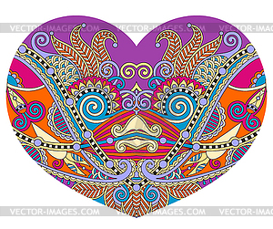 Lace heart shape with ethnic floral paisley design - vector image