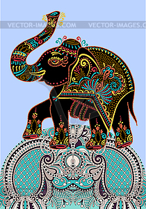 Folk art indian elephant, dot painting - vector EPS clipart