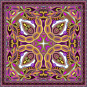 Authentic silk neck scarf or kerchief square patter - vector clipart