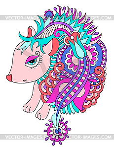 Bright nice hedgehog ethnic doodle - vector clipart