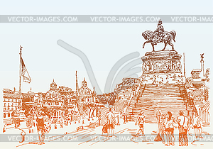 Sketch hand drawing of Rome Italy famous - vector clip art