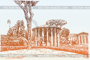 Sketch hand drawing of Rome Italy famous - vector image