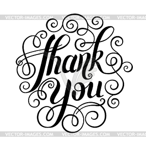 Thank you handwritten lettering inscription - vector image