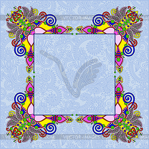 Floral vintage decorative ethnic frame, ukrainian - vector clip art