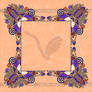 Floral vintage decorative ethnic frame, ukrainian - royalty-free vector clipart