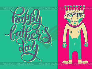 Greeting card template for Father Day with hand - stock vector clipart