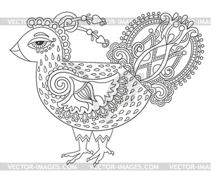 Line art cock drawing for coloring book page joy - vector clip art