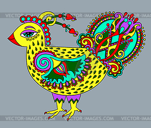 Original retro cartoon chicken drawing, symbol of - vector clipart