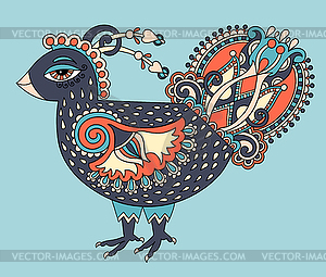 Original retro cartoon chicken drawing, symbol of - vector clip art