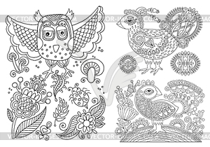 Original black and white line drawing page of - vector clipart