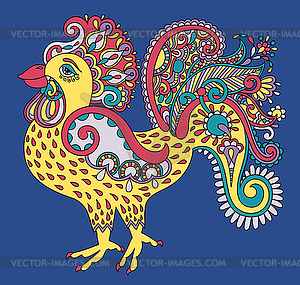 Original retro cartoon chicken drawing, symbol of - vector clipart / vector image