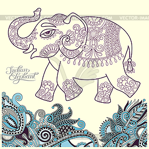 Original stylized ethnic indian elephant pattern - vector clip art