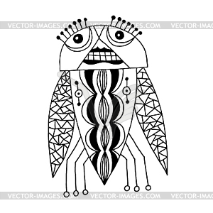 Black and white handmade liner drawing of ethnic - vector clipart