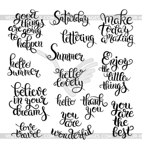 Black and white set of hand written calligraphic - vector clip art