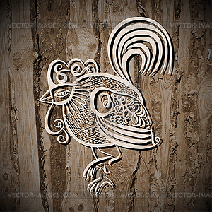 Original line art rooster calligraphy drawing on - vector clipart