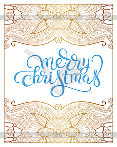 Merry christmas hand lettering inscription on gold - vector clipart