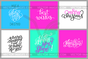 Set of colorful hand lettering christmas phrase - vector image