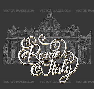 St. Peter`s Cathedral, Vatican with original hand - vector clip art