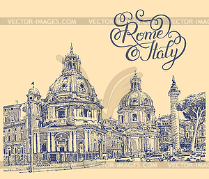 Original digital drawing of Rome Italy cityscape - vector image