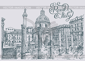 Original sketch hand drawing of Rome Italy famous - vector clipart