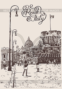 Рисунок Городской с крепости Sant`Angelo я - клипарт в векторном виде