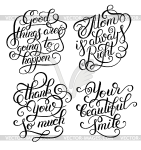 Black and white inspirational phrase set, positive - vector clipart