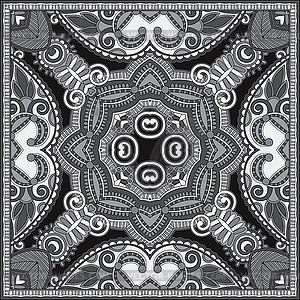 Black and white authentic silk neck scarf or - vector clipart