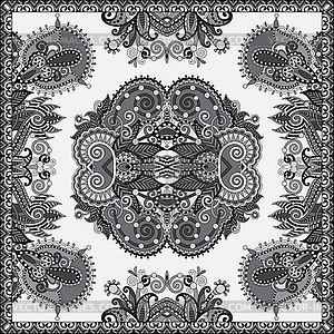 Black and white authentic silk neck scarf or - white & black vector clipart