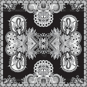 Black and white authentic silk neck scarf or - vector image