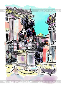 Sketch digital drawing of Rome Italy cityscape - vector clipart