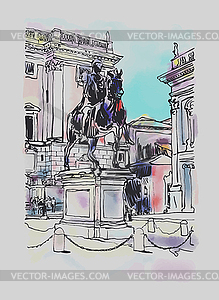 Sketch digital drawing of Rome Italy cityscape - vector image