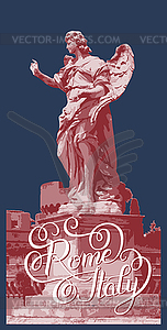 Marble statue of angel of Sant`Angelo Bridge in - vector clip art
