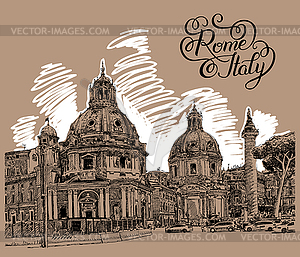 Original digital drawing of Rome Italy cityscape - vector image