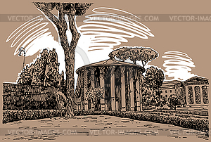 Sketch hand drawing of Rome Italy famous - vector clipart
