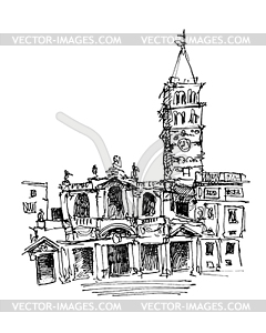 Travel card design, basilica papale santa maria - vector clip art