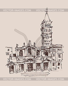 Travel card design, basilica papale santa maria - vector clipart