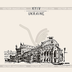 Эскиз чертеж Украины Киевской национальной оперы и - клипарт в векторе