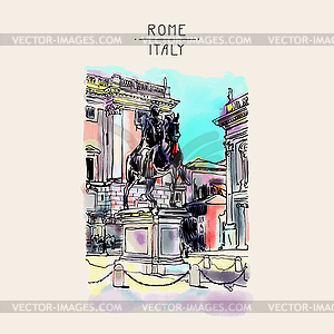 Digital drawing of Rome Italy cityscape with - vector clipart