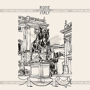 Sketch digital drawing of Rome Italy cityscape - vector image