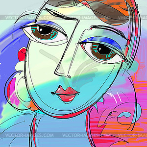 Beautiful women digital painting, abstract - vector image