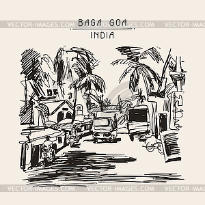 Original digital drawing of India Goa Calangute Bag - vector clipart