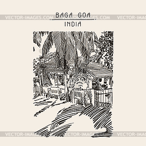 Original drawing of India Goa Calangute Baga - vector clipart