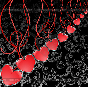 Diagonal background with hearts - vector image